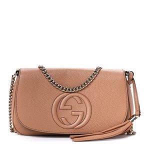 🤎💛🤎 Authentic GUCCI Pebbled Calfskin Medium Soho Flap Crossbody🤎💛🤎